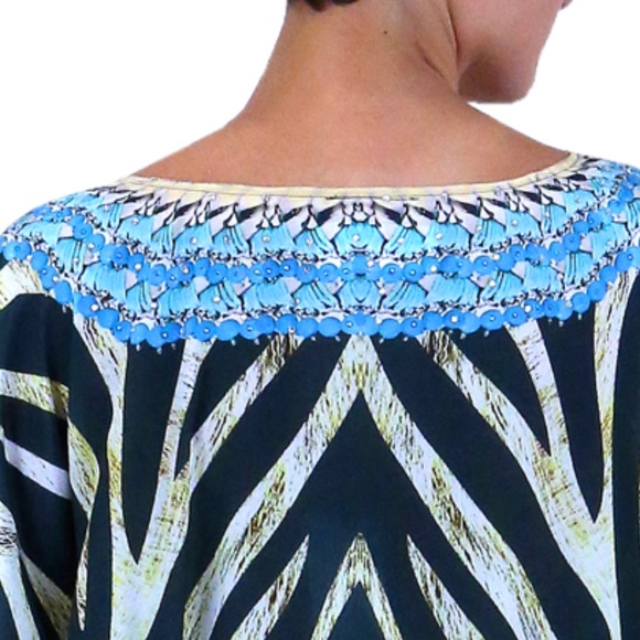 Black and White Kaftan-Long Caftan Animal Print - Picture 4 of 5